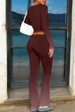 Casual Street Gradient Print Contrast O Neck Long Sleeve Two Pieces