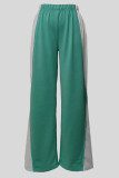 Casual Patchwork Contrast Loose Mid Waist Wide Leg Patchwork Bottoms