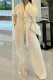 Casual Solid Color Pocket Patchwork Strap Design Cardigan Collar Long Sleeve Two Pieces