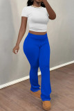 Casual Street Solid Color Contrast O Neck Short Sleeve Two Pieces