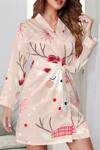 Daily Print Patchwork Strap Design Christmas Day Sleepwear