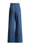 Casual Daily Patchwork Contrast High Waist Boot Cut Denim Jeans