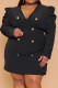 Casual Solid Color Buttons Patchwork V Neck Straight Plus Size Dresses