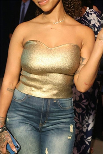 Sexy Solid Backless Strapless Tops
