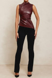 Casual Solid Basic Turtleneck Tops