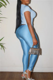 Casual Solid Color Basic O Neck Short Sleeve Two Pieces