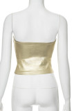 Sexy Solid Backless Strapless Tops