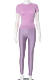 Casual Solid Color Basic O Neck Short Sleeve Two Pieces