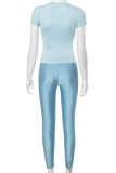 Casual Solid Color Basic O Neck Short Sleeve Two Pieces