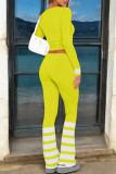 Casual Street Letter Print Stripe O Neck Long Sleeve Two Pieces