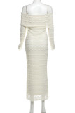 Elegant Solid Color Patchwork Backless Off Shoulder Long Dresses