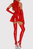 Sexy Solid Color Patchwork Zipper Lingerie(No Gloves Or Socks)