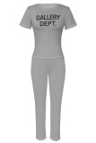 Casual Street Letter Print O Neck Long Sleeve Two Pieces