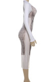 Casual Print Patchwork O Neck Long Dresses