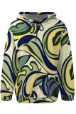 Casual Street Stripe Letters Chain print Draw String Pocket Contrast Hooded Tops