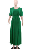 Elegant Solid Color Patchwork Strap Design V Neck Long Dresses