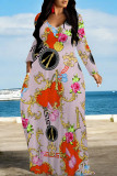 Casual Street Chain print Leopard Pocket Contrast V Neck Printed Dresses