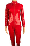 Sexy Solid Color Patchwork Zipper Lingerie