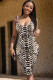 Casual Print Basic U Neck Vest Dresses