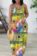 Sexy Casual Print Backless Spaghetti Strap Long Dresses