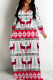 Casual Print Basic V Neck Long Dresses