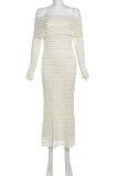 Elegant Solid Color Patchwork Backless Off Shoulder Long Dresses