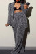 Casual Stripe Patchwork Cardigan Collar Long Sleeve Two Pieces