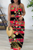 Sexy Casual Print Backless Spaghetti Strap Long Dresses