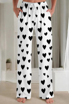 Casual Print Pocket Patchwork Loose Mid Waist Conventional Full Print Bottoms