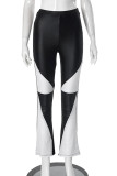 Casual Patchwork Contrast Boot Cut Mid Waist Speaker Patchwork Bottoms