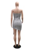 Sexy Hot Club Solid Color Sequins Backless Strapless Wrapped Skirt Dresses