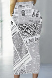Casual Butterfly Newspaper printing Contrast Regular High Waist Full Print Bottoms