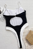 Sexy Hollow Out Patchwork Contrast Swimwears