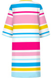 Casual Striped Print Gradient V Neck Printed Dresses