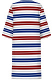 Casual Striped Print Gradient V Neck Printed Dresses