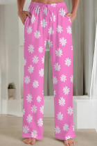 Casual Print Patchwork Loose Mid Waist Straight Full Print Bottoms