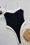 Sexy Hollow Out Patchwork Contrast Swimwears