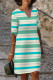 Casual Striped Print Gradient V Neck Printed Dresses