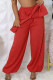 Casual Solid Color Pocket Patchwork Strap Design Loose Mid Waist Conventional Patchwork Bottoms
