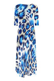 Casual Street Camouflage Print Snakeskin Print Pocket Irregular Contrast O Neck Irregular Dresses