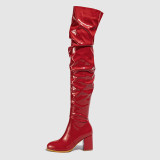 Casual Solid Color Pointed Leather Shoes (Heel Height 2.95in)