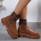 Casual Patchwork Solid Color Round Keep Warm Comfortable Out Door Shoes