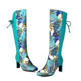 Casual Daily Lace Up Patchwork Pointed Comfortable Shoes (Heel Height 2.95in)
