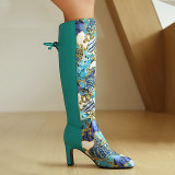 Casual Daily Lace Up Patchwork Pointed Comfortable Shoes (Heel Height 2.95in)