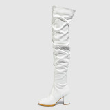 Casual Solid Color Pointed Leather Shoes (Heel Height 2.95in)