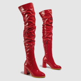 Casual Solid Color Pointed Leather Shoes (Heel Height 2.95in)