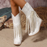 Casual Daily Fringed Trim Patchwork Solid Color Pointed Comfortable Shoes