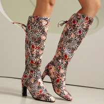 Casual Daily Lace Up Patchwork Pointed Comfortable Shoes (Heel Height 2.95in)