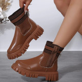 Casual Patchwork Solid Color Round Keep Warm Comfortable Out Door Shoes