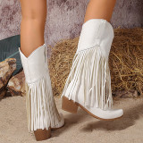 Casual Daily Fringed Trim Patchwork Solid Color Pointed Comfortable Shoes